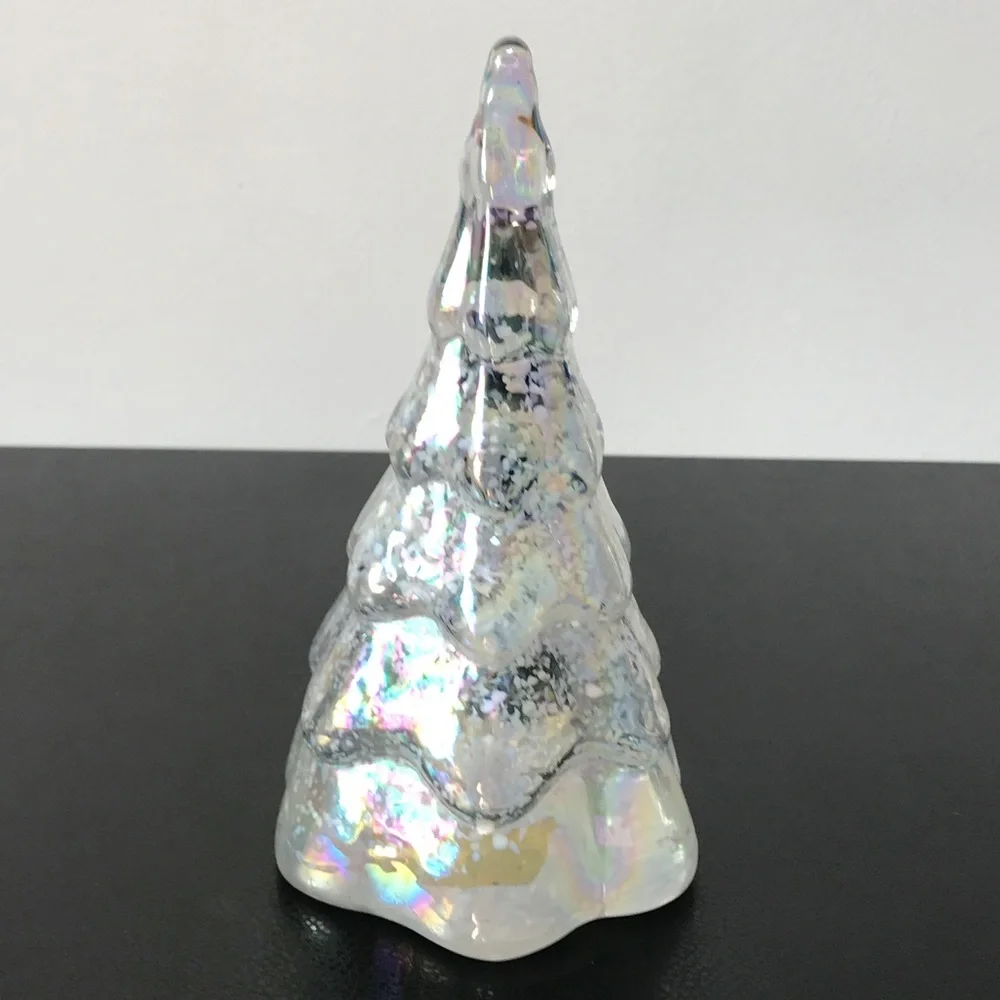 Vintage 7.5 Balos Hand Blown Art Glass AB Aura Iridescence Snow Christmas Tree - Picture 11 of 12